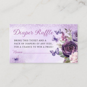 Modern Floral Butterfly Diaper Raffle Baby Shower Enclosure Card