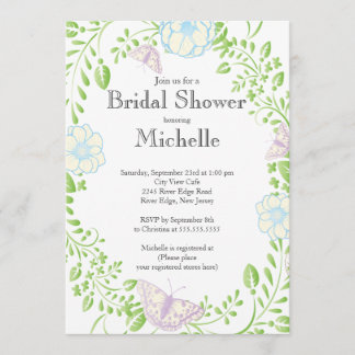 Modern Floral Butterfly Garden Bridal Shower Invitation