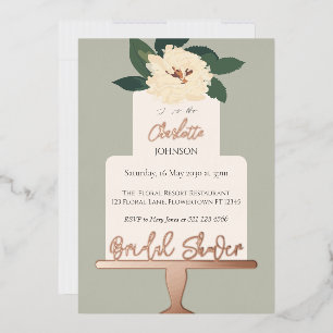 Modern Floral Cake Bridal Shower Gold