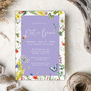 Modern Floral Chic Lavender Easter Brunch Invitation