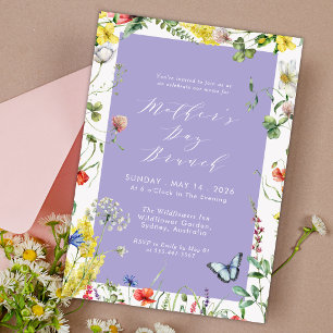 Modern Floral Chic Lavender Mothers day Brunch Invitation
