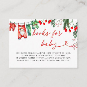 Modern Floral Christmas Baby Shower Books for Baby Enclosure Card
