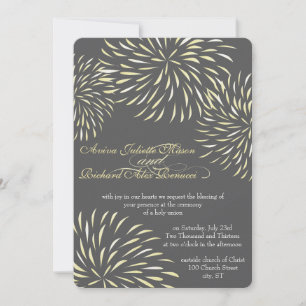 Modern Floral Chrysanthemum Grey and Yellow Invitation
