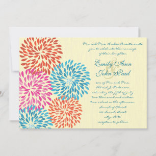 Modern Floral Chrysanthemum Wedding Invitations