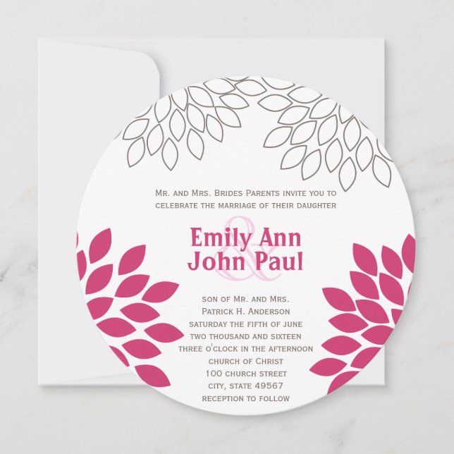 Modern Floral Chrysanthemum Wedding Invitations (Front)