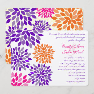Modern Floral Chrysanthemum Wedding Invitations