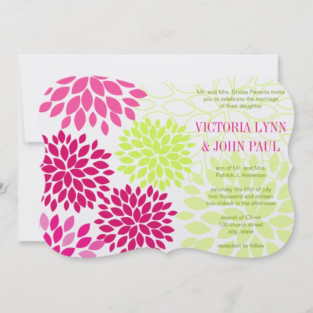 Modern Floral Chrysanthemum Wedding Invitations (Front)