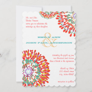 Modern Floral Chrysanthemum Wedding Invitations
