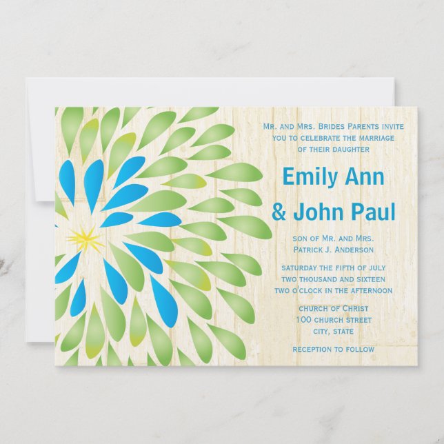 Modern Floral Chrysanthemum Wedding Invitations (Front)
