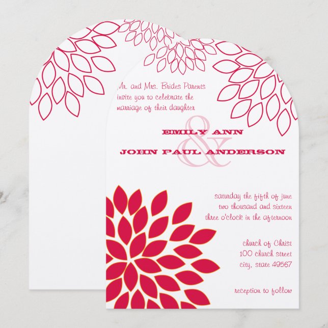 Modern Floral Chrysanthemum Wedding Invitations (Front/Back)
