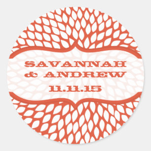 Modern Floral Chrysanthemum Wedding Invitations Classic Round Sticker