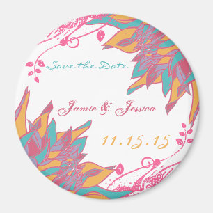 Modern Floral Chrysanthemum Wedding Invitations Magnet