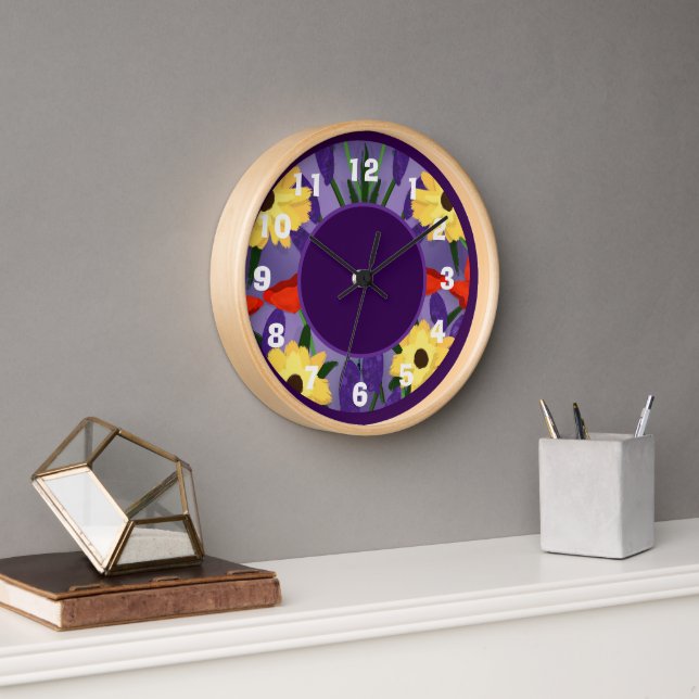 Modern Floral Clock -Purple (Office)