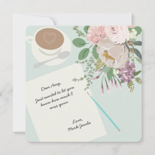 Modern floral coffe cup love personal  message card