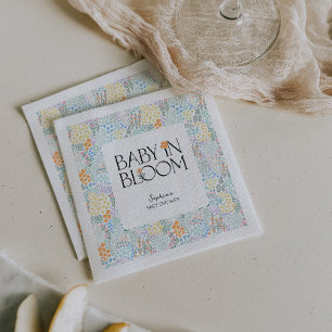 Modern Floral Colorful Baby In Bloom Baby Shower Napkin