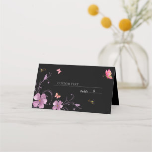 Modern Floral Colourful Butterflies Bridal Shower Place Card