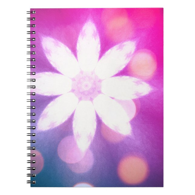 Modern Floral Colourful Pink Blue Ombre Notebook (Front)