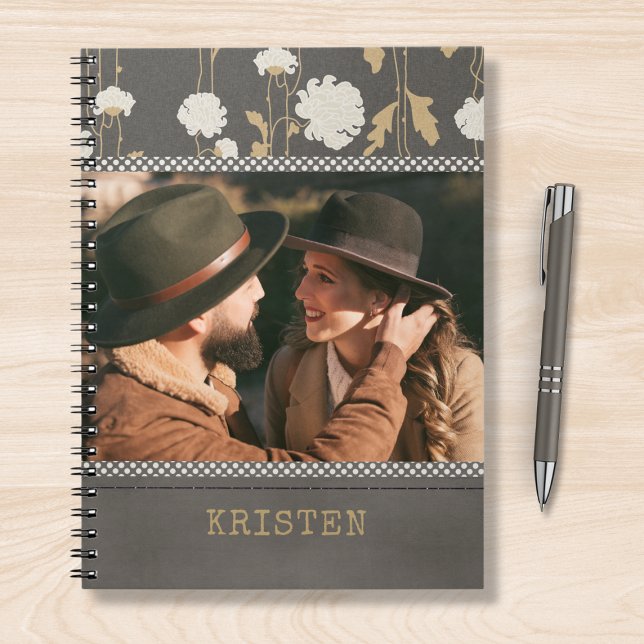 Modern Floral Country Personalised Photo Name Notebook (Creator Uploaded)