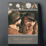 Modern Floral Country Personalised Photo Name Plaque<br><div class="desc">This floral design a floral, dots and stitched edge surrounding your favourite photo with your names or text below. #photo #floral #botanical #elegant #flowers #personalised #personalised #modern #cool #chic #country #name #addyourown #addyourphoto #trendy #trending #diy #doityourself #stripes #dots #pattern #grunge #fashion #fashionable #style #stylish #photogifts #personalizedgifts #gifts #feminine #engagement #wedding...</div>