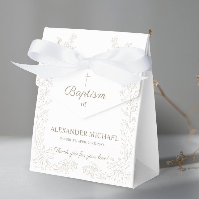 Modern Floral Cross Christian Baptism Thank You Favour Box (Creator Uploaded)