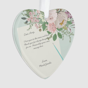 Modern floral custom message personal love note ornament