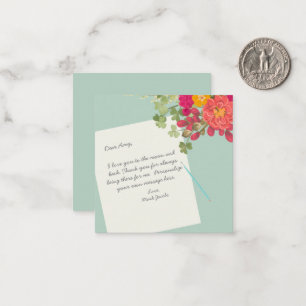 Modern Floral Custom Message Personal Note  Card