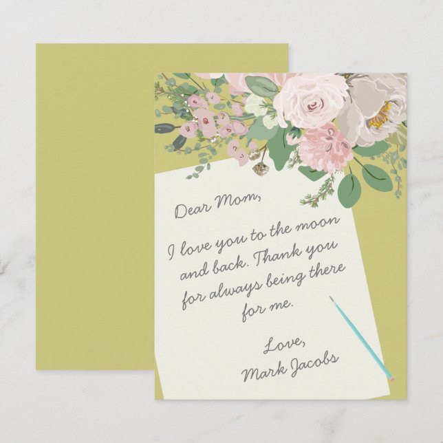 Modern floral custom mother's day note card (Front/Back)