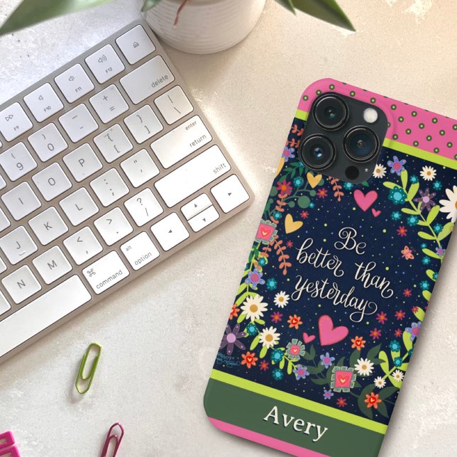 Modern Floral Custom Name Fun Quote Case-Mate iPhone Case (Creator Uploaded)