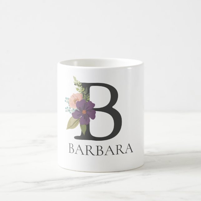 Modern Floral Customisable Monogrammed Letter B Coffee Mug (Center)