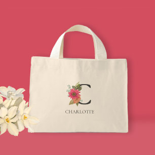 Modern Floral Customisable Monogrammed Mini Tote