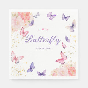 Modern floral Cute Butterfly girl Baby Shower Napkin