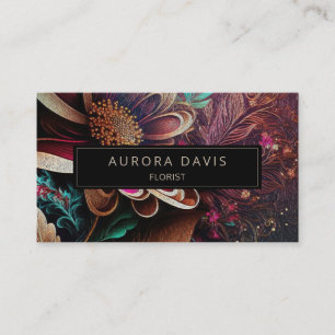 Modern Floral Dark Colourful Elegant Business Card