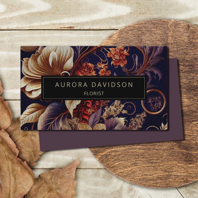 Modern Floral Dark Colourful Elegant Business Card (Creator Uploaded)