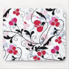 Modern Floral Design Mouse Pad - Red/White/Black