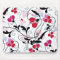Modern Floral Design Mouse Pad - Red/White/Black