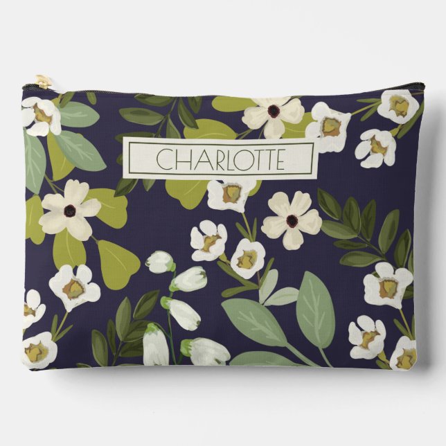Modern Floral Design with Customisable Background  Accessory Pouch (Front)