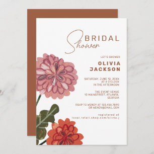 Modern floral earth terracotta bridal shower invitation