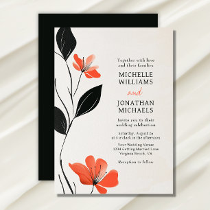 Modern Floral Elegance with Bold Blooms Wedding Invitation