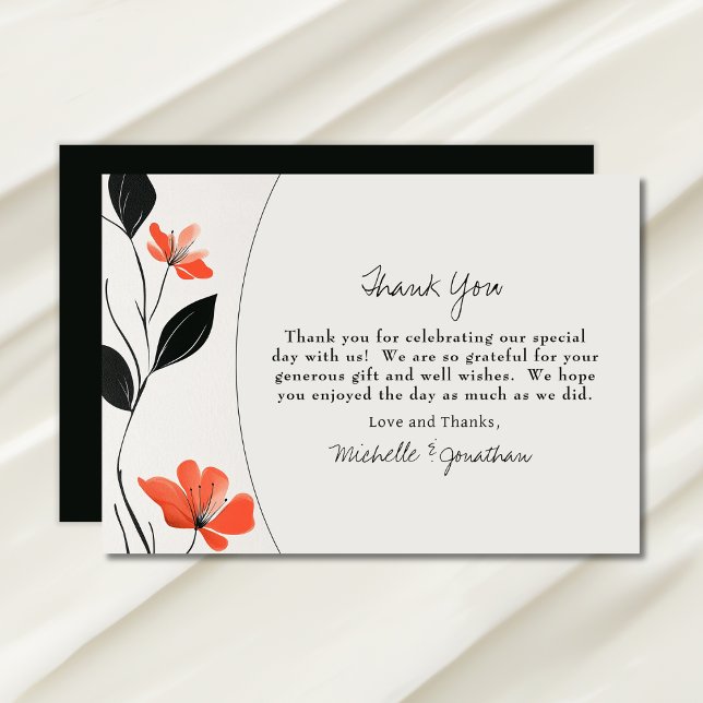 Modern Floral Elegance with Bold Blooms Wedding Thank You Card (Modern Floral Elegance with Bold Blooms Wedding Thank You Card)