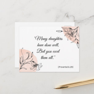 Modern Floral Elegant Pink Spiritual Bible Verse Postcard