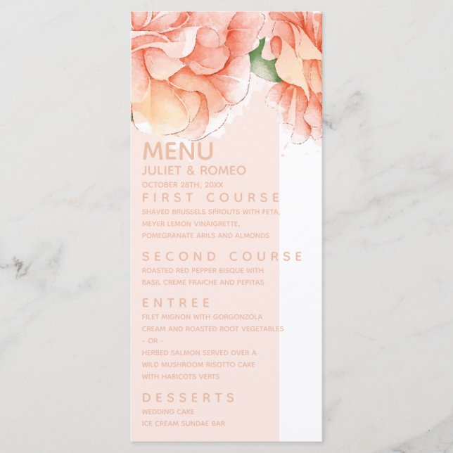 Modern Floral Elegant Wedding Menu (Front)