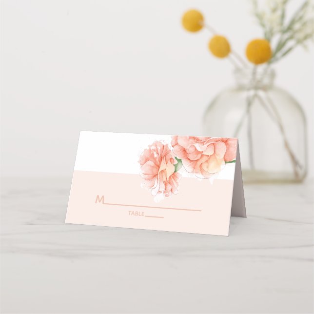 Modern Floral Elegant Wedding Place Card (Front)
