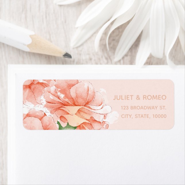Modern Floral Elegant Wedding Return Address Label (Insitu)