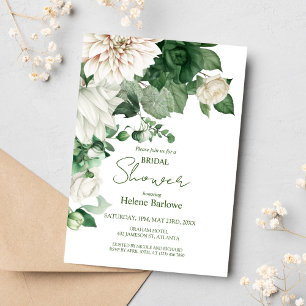 Modern Floral Emerald Green Bridal Shower Invitation