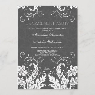 Modern Floral Engagement Party Invite (white)