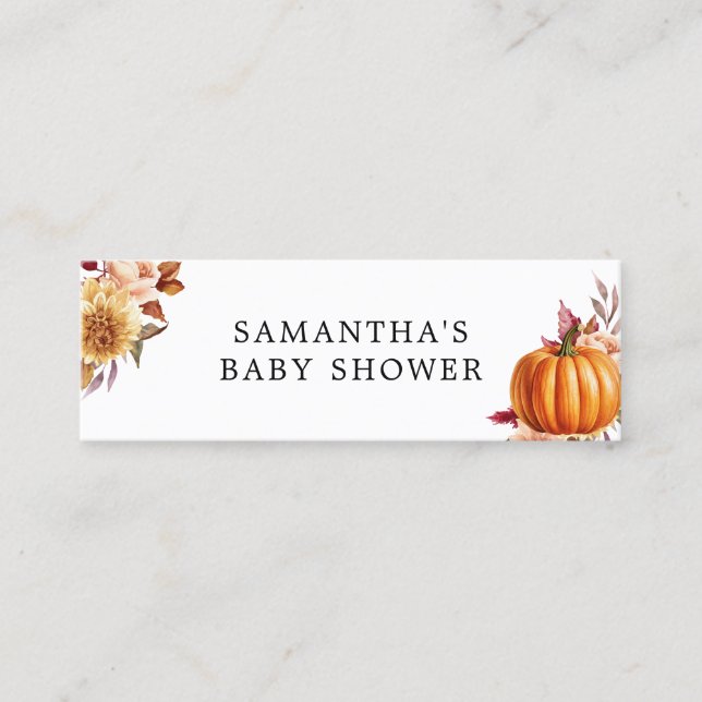Modern Floral Fall Baby Shower Diaper Raffle Mini Business Card (Front)