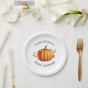 Modern Floral Fall Baby Shower  Paper Plate