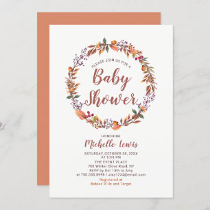 Modern Floral Fall Boy Baby Shower Invitation