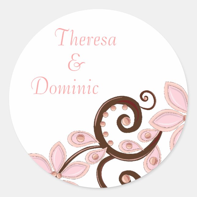 Modern Floral Favour Sticker (Front)