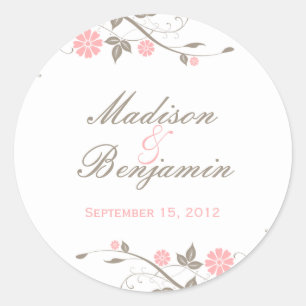 Modern Floral Favour Sticker - Soft Pink